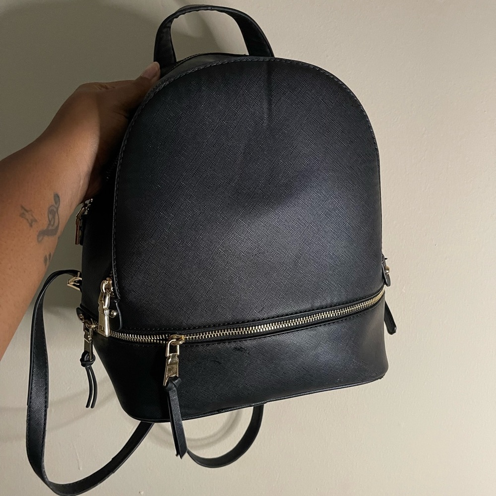 black leather backpack